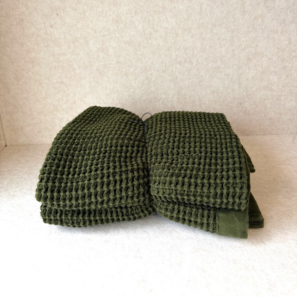 Onsen Supima Waffle Bath Towel Forest Set of 2 NWOT